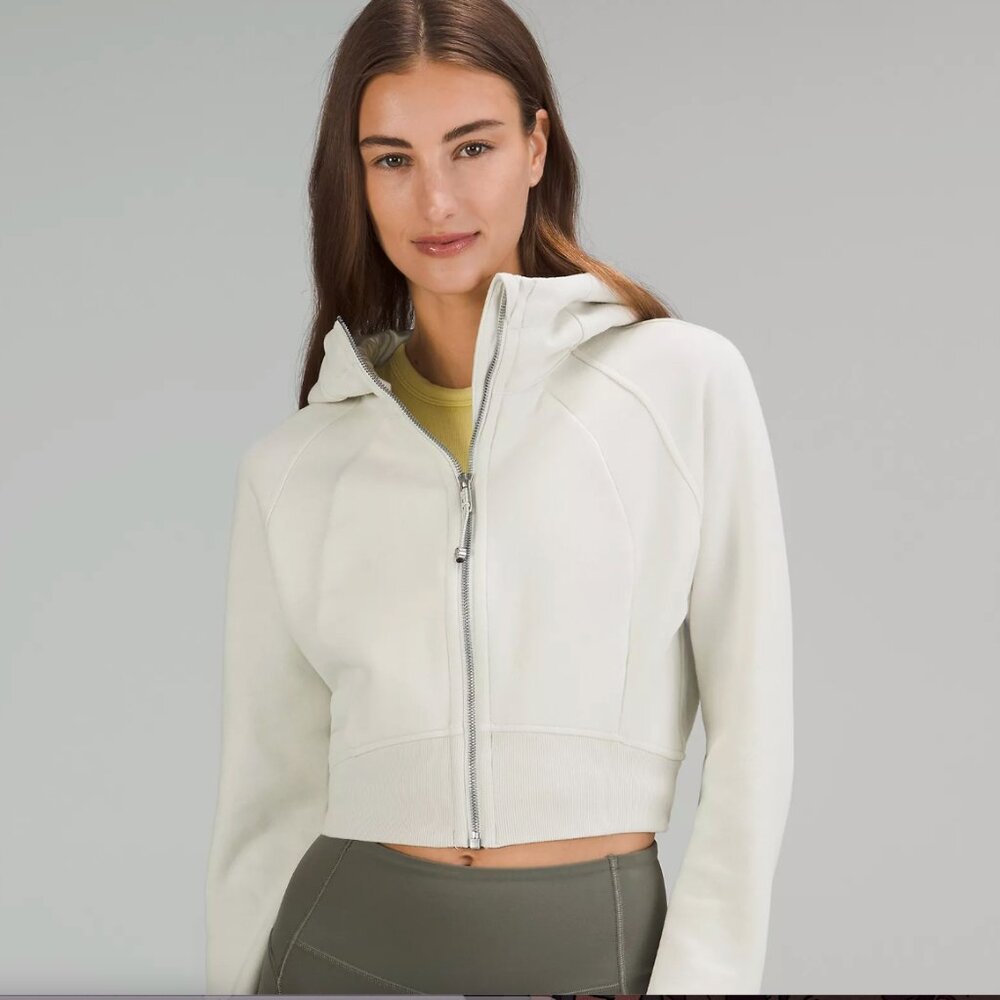 Lululemon Scube Full-Zip Cropped Hoodie in Bone